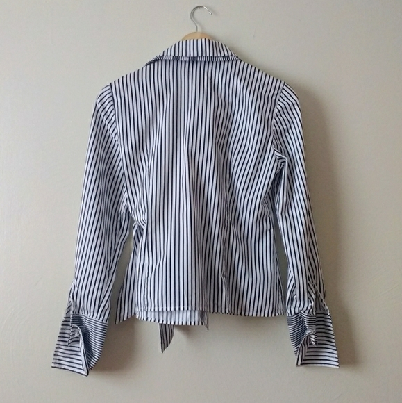 Jones New York Striped Wrap Collared Top - Picture 6 of 10
